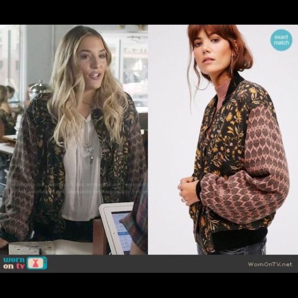 Free people daytrip printed bomber jacket